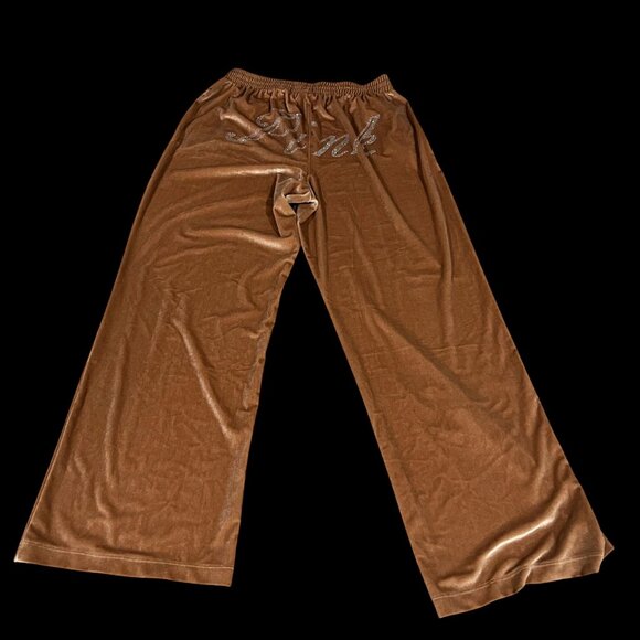 Victorias Secret Pink Brown Velour Lounge Pants Size L - Picture 1 of 7